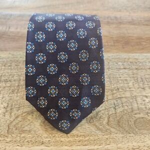 Varsity Shop Texas Reis of New Haven Vintage Brown Medallion Silk Tie Mens